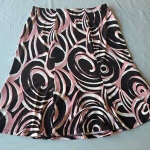 Connected Apparel‎ Skirt Size 12 Pink Brown White Swirl Print Career